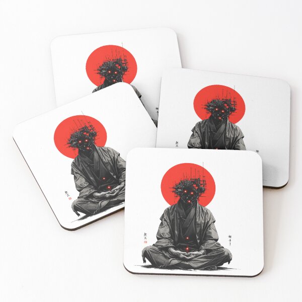 Item preview, Cyber Monk Meditation Beneath Crimson Digital Rising Sun designed and sold by walex-jed.