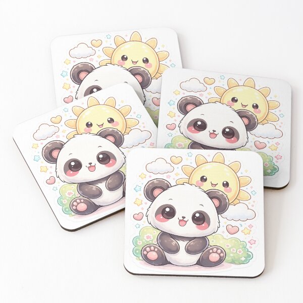 Item preview, Cute Kawaii Panda with Smiling Sun Pastel Sticker designed and sold by rajasekhark.