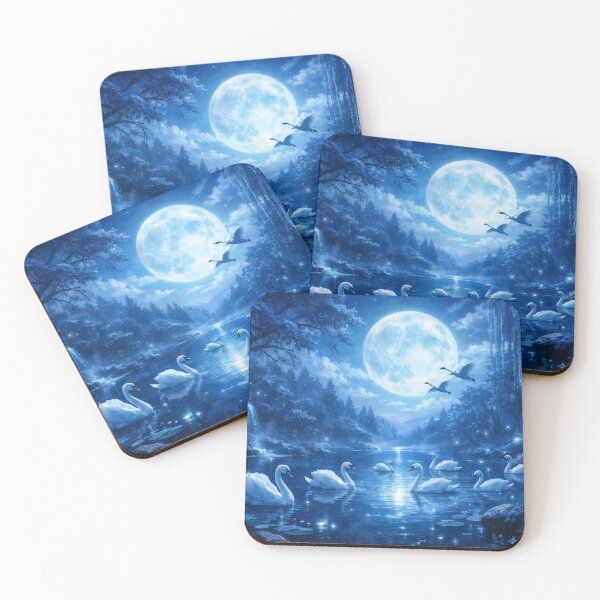 Item preview, Moonlit night over silent swans designed and sold by Sigtrix.