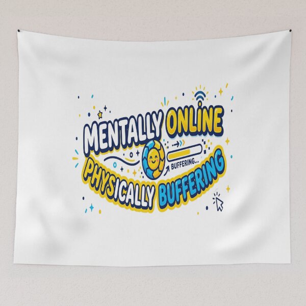 Item preview, Mentally Online Physically Buffering Funny Aesthetic Quote Sticker. Gen Z Humor Loading Meme Design designed and sold by Aarvya Fashion Club ( A.F.C ).