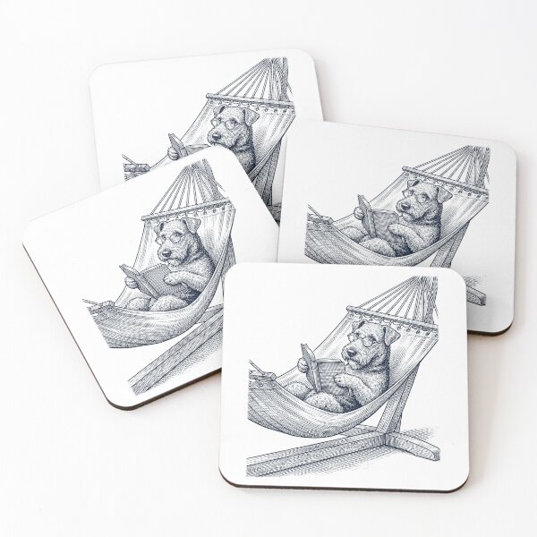 Item preview, Vintage Airedale Terrier Reading Book Summer Hammock Dog Lover designed and sold by DoodleTortle.