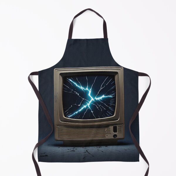 Item preview, Old beige CRT computer with cracked glowing blue screen designed and sold by ChernivtsiSkoda.