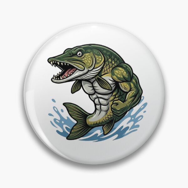 Item preview, Angry Northern Pike - Aggressive Predator Fishing Illustration designed and sold by ClaussShop.