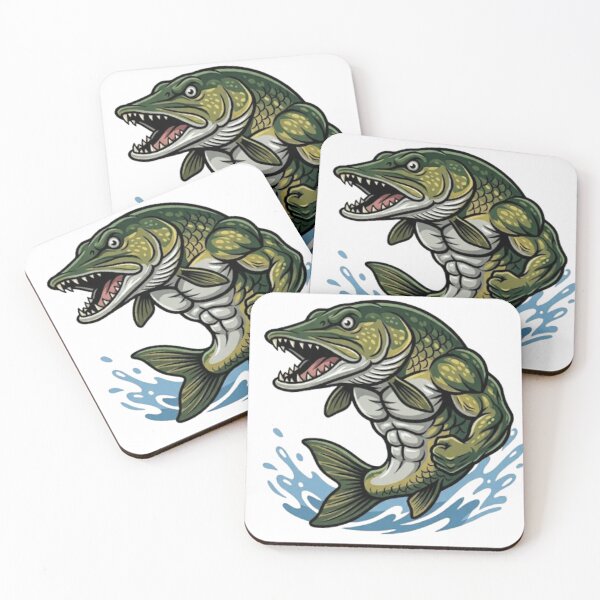 Item preview, Angry Northern Pike - Aggressive Predator Fishing Illustration designed and sold by ClaussShop.