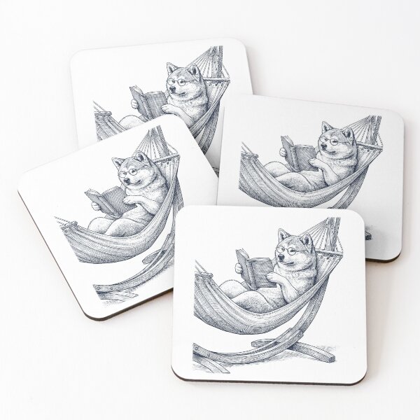 Item preview, Vintage Akita Reading Book Summer Hammock Dog Lover designed and sold by DoodleTortle.