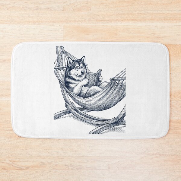 Item preview, Vintage Alaskan Malamute Reading Book Summer Hammock Dog Lover designed and sold by DoodleTortle.