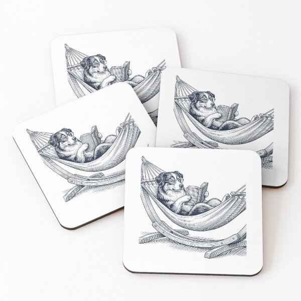 Item preview, Vintage Australian Shepherd Reading Book Summer Hammock Dog Lover designed and sold by DoodleTortle.