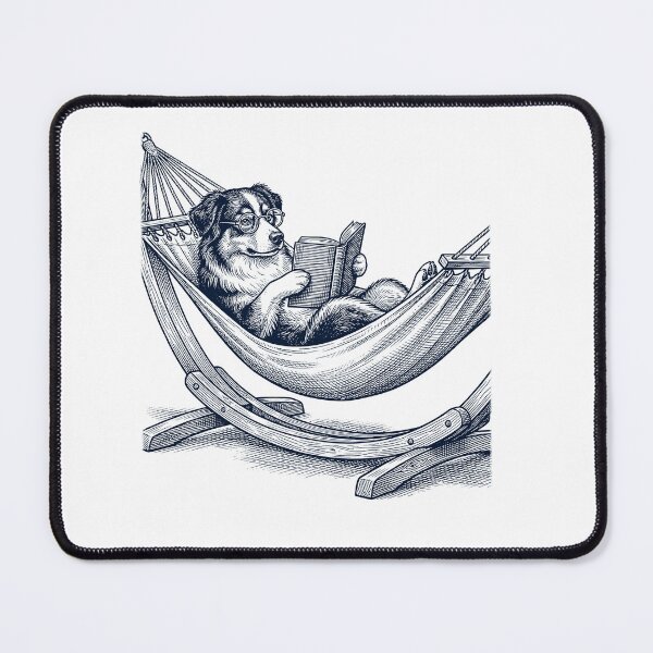Item preview, Vintage Australian Shepherd Reading Book Summer Hammock Dog Lover designed and sold by DoodleTortle.