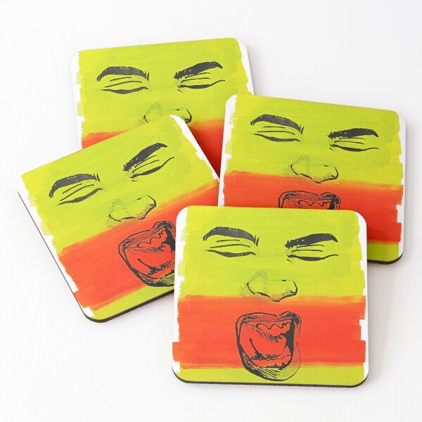 Item preview, Abstract Female Expression – Screaming Face Minimal Line Art in Neon Colors designed and sold by RennerRangel.