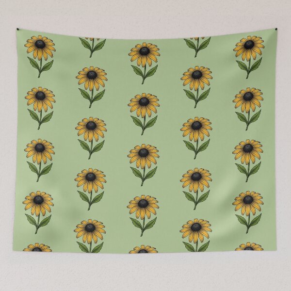 Item preview, Black Eyed Susan, woodcut style, yellow designed and sold by S-M-P-A.