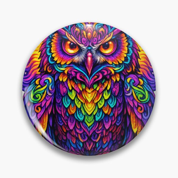Item preview, Psychedelic Neon Owl with Radiant Sunburst Trippy Art designed and sold by rajasekhark.