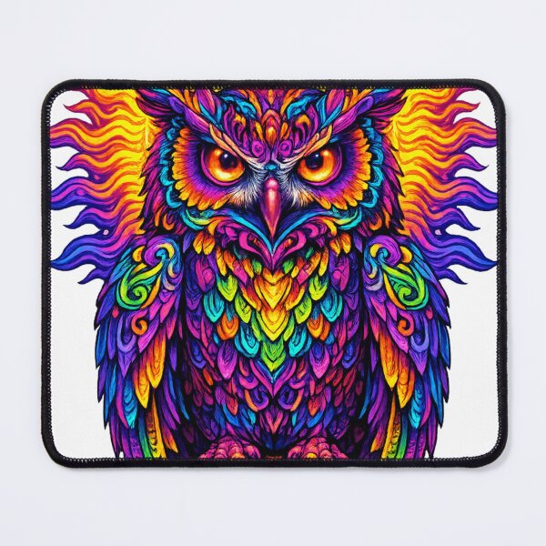 Item preview, Psychedelic Neon Owl with Radiant Sunburst Trippy Art designed and sold by rajasekhark.