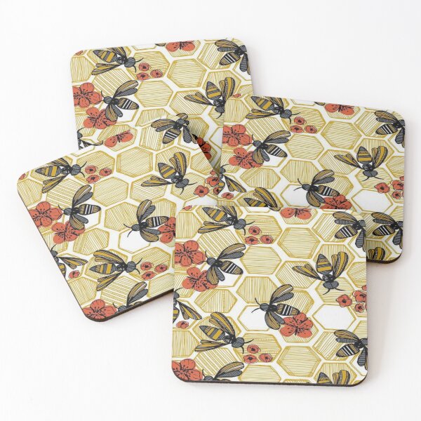 Item preview, Golden honeycomb bee buzz pattern designed and sold by NivyasArtistry.