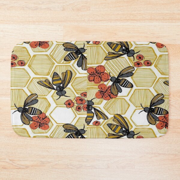Item preview, Golden honeycomb bee buzz pattern designed and sold by NivyasArtistry.