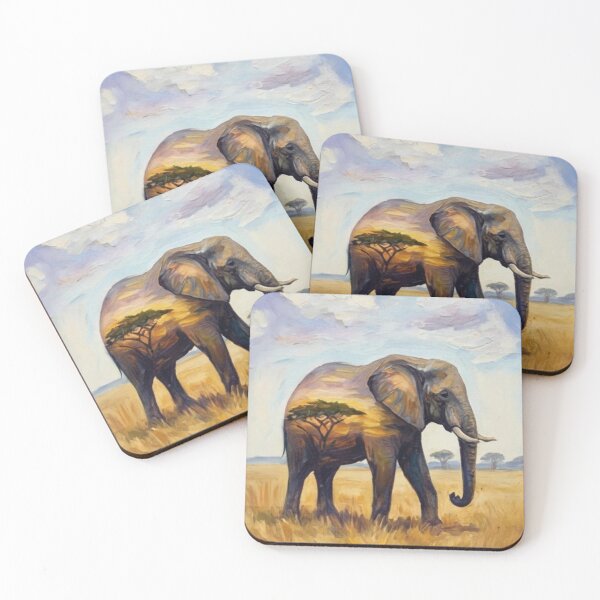 Item preview, Elephant double exposure oil paint designed and sold by KriegerTJ.