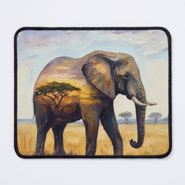 Item preview, Elephant double exposure oil paint designed and sold by KriegerTJ.