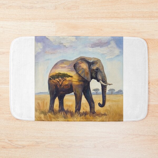 Item preview, Elephant double exposure oil paint designed and sold by KriegerTJ.