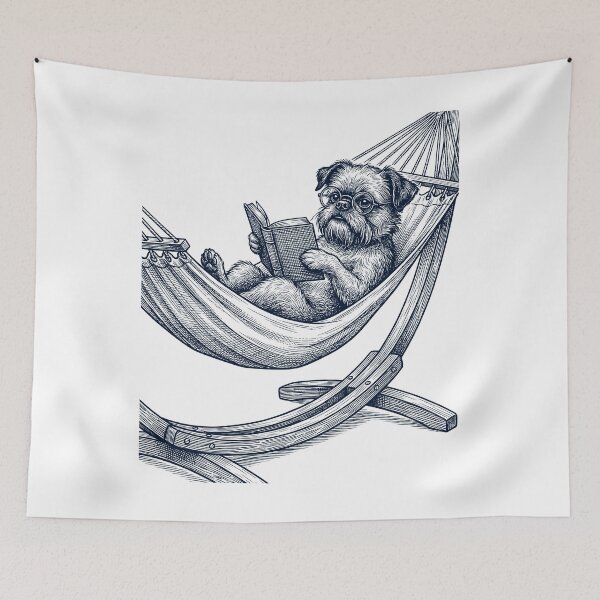 Item preview, Vintage Brussels Griffon Reading Book Summer Hammock Dog Lover designed and sold by DoodleTortle.