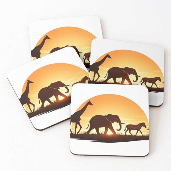 Item preview, Safari Animal Silhouettes Walking Across Glowing Sunset Scene designed and sold by rajasekhark.