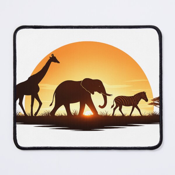 Item preview, Safari Animal Silhouettes Walking Across Glowing Sunset Scene designed and sold by rajasekhark.