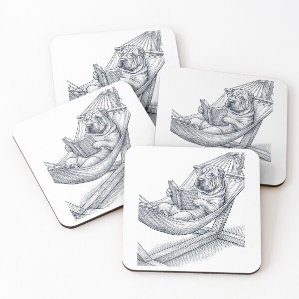 Item preview, Vintage Chinese Shar Pei Reading Book Summer Hammock Dog Lover designed and sold by DoodleTortle.