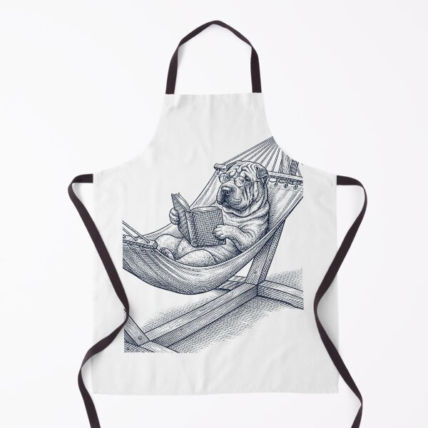 Item preview, Vintage Chinese Shar Pei Reading Book Summer Hammock Dog Lover designed and sold by DoodleTortle.