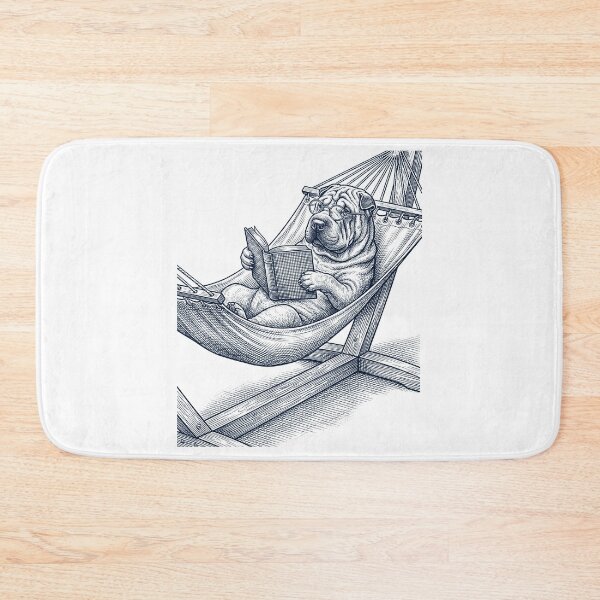 Item preview, Vintage Chinese Shar Pei Reading Book Summer Hammock Dog Lover designed and sold by DoodleTortle.