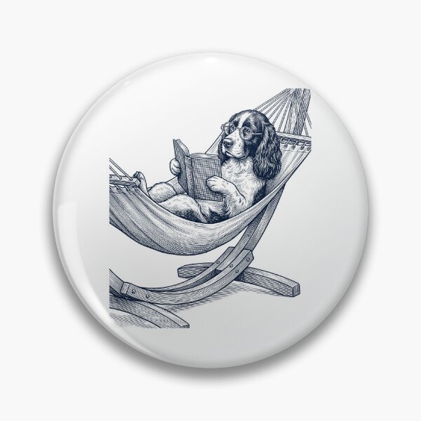 Item preview, Vintage English Springer Spaniel Reading Book Summer Hammock Dog Lover designed and sold by DoodleTortle.