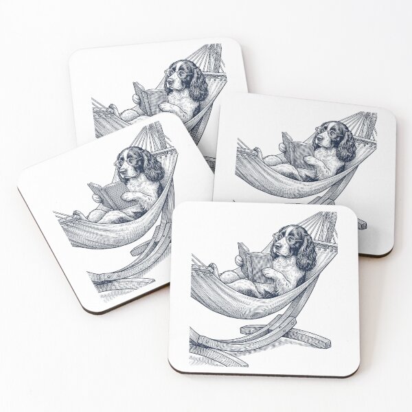 Item preview, Vintage English Springer Spaniel Reading Book Summer Hammock Dog Lover designed and sold by DoodleTortle.