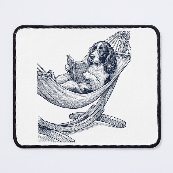 Item preview, Vintage English Springer Spaniel Reading Book Summer Hammock Dog Lover designed and sold by DoodleTortle.