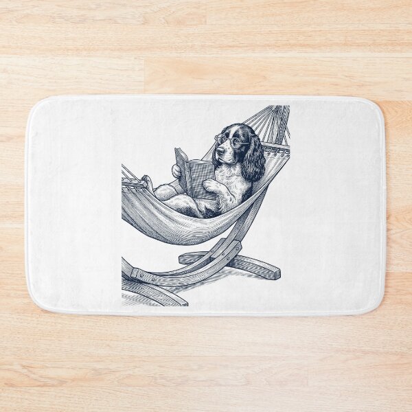 Item preview, Vintage English Springer Spaniel Reading Book Summer Hammock Dog Lover designed and sold by DoodleTortle.