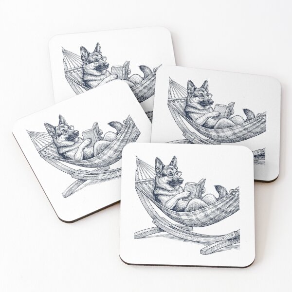 Item preview, Vintage German Shepherd Reading Book Summer Hammock Dog Lover designed and sold by DoodleTortle.
