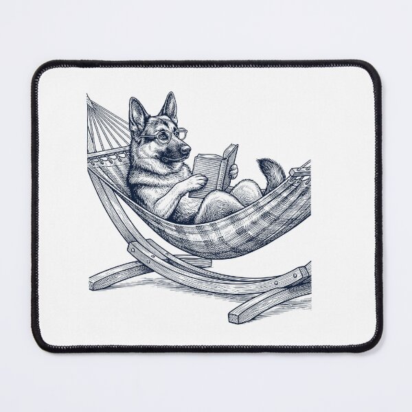 Item preview, Vintage German Shepherd Reading Book Summer Hammock Dog Lover designed and sold by DoodleTortle.