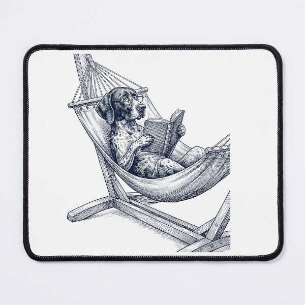 Item preview, Vintage German Shorthaired Pointer Reading Book Summer Hammock Dog Lover designed and sold by DoodleTortle.