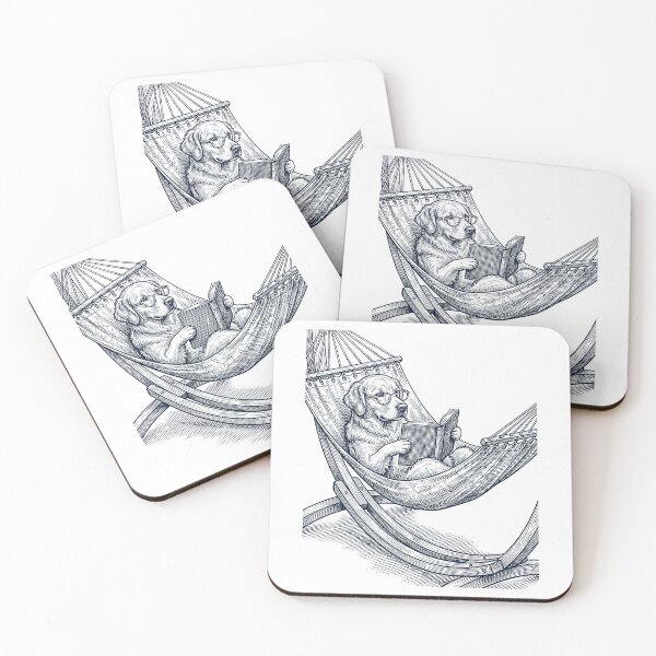 Item preview, Vintage Golden Retriever Reading Book Summer Hammock Dog Lover designed and sold by DoodleTortle.
