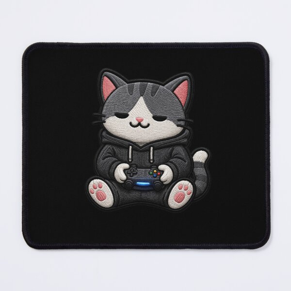 Item preview, Gamer Cat Late Night Aesthetic | Cute Kawaii Gaming Embroidery Style designed and sold by ColorSplash123.