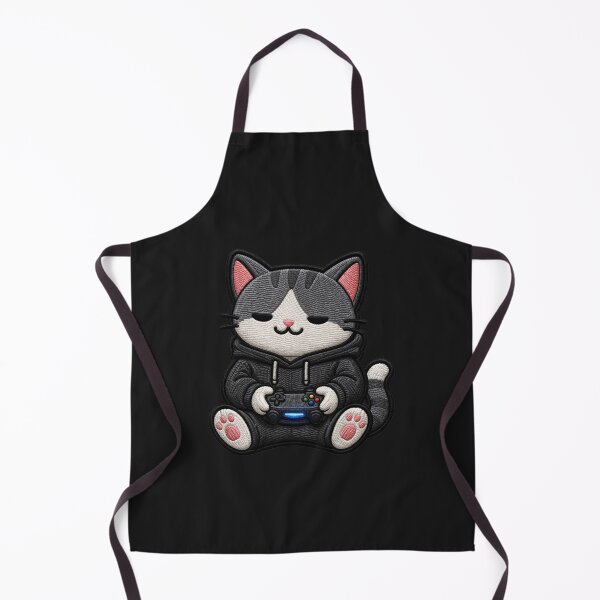Item preview, Gamer Cat Late Night Aesthetic | Cute Kawaii Gaming Embroidery Style designed and sold by ColorSplash123.