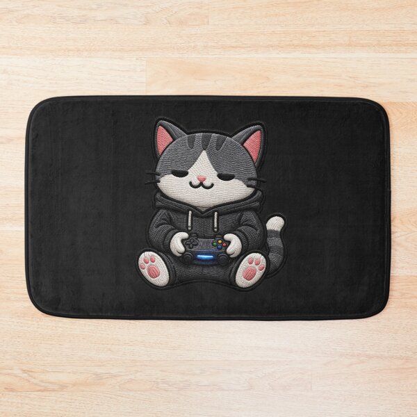 Item preview, Gamer Cat Late Night Aesthetic | Cute Kawaii Gaming Embroidery Style designed and sold by ColorSplash123.