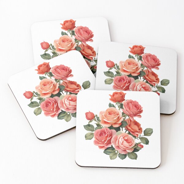 Item preview, Coral Peach Orange Rose Bouquet - Elegant Romantic Floral Art Print designed and sold by DesignArtist.ia.