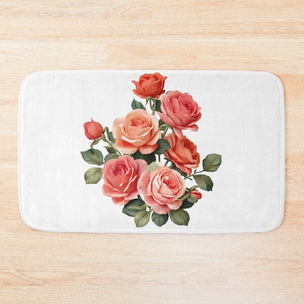 Item preview, Coral Peach Orange Rose Bouquet - Elegant Romantic Floral Art Print designed and sold by DesignArtist.ia.