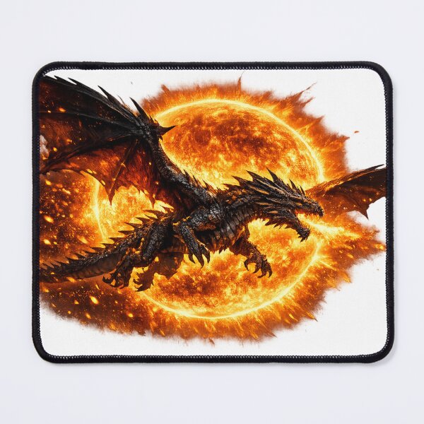 Item preview, Epic Fire Dragon Flying Across Blazing Magical Sun designed and sold by rajasekhark.