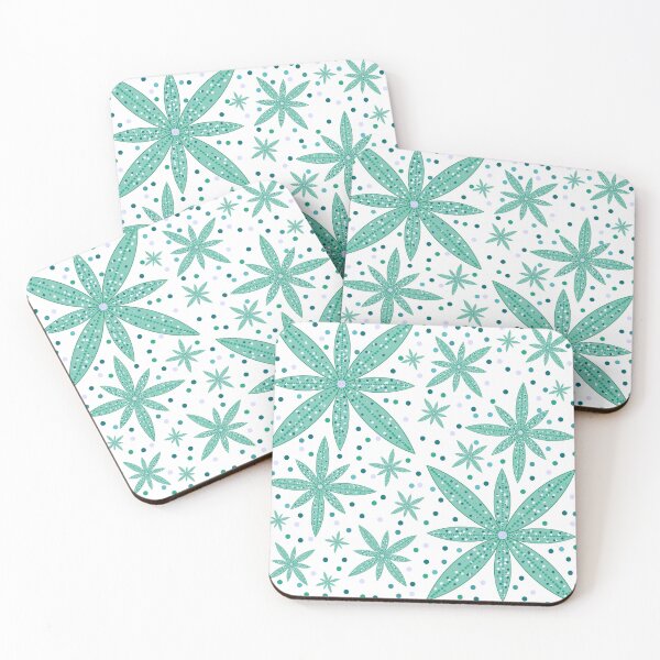 Item preview, Green flowers stars polka dots designed and sold by SuperFloofRes.