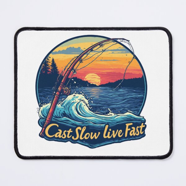 Item preview, Cast Slow Live Fast Retro Fishing Shirt | Vintage Sunset Angler Design designed and sold by tareankush.