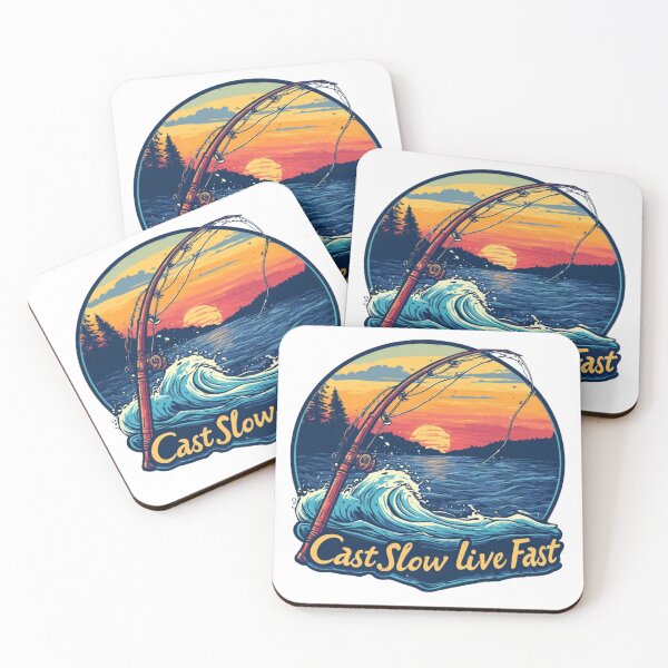 Item preview, Cast Slow Live Fast Retro Fishing Shirt | Vintage Sunset Angler Design designed and sold by tareankush.