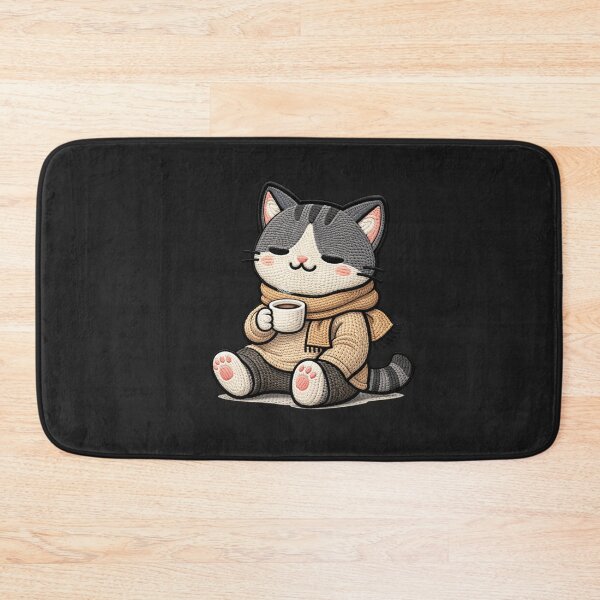 Item preview, Coffee Chill Cat Cozy Aesthetic | Cute Kawaii Animal Embroidery Style designed and sold by ColorSplash123.