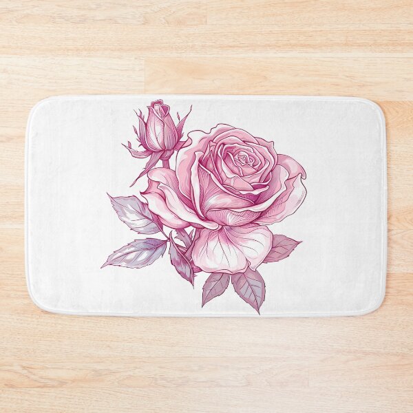 Item preview, Pink Rose with Bud and Leaves - Elegant Romantic Floral Art Print designed and sold by DesignArtist.ia.