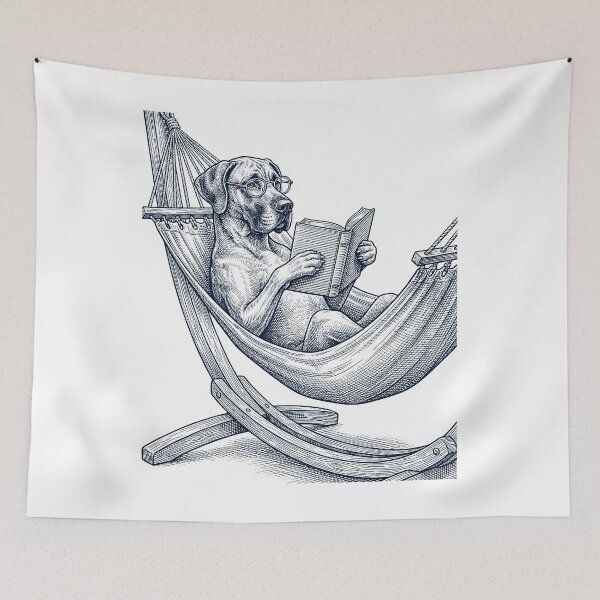 Item preview, Vintage Great Dane Reading Book Summer Hammock Dog Lover designed and sold by DoodleTortle.