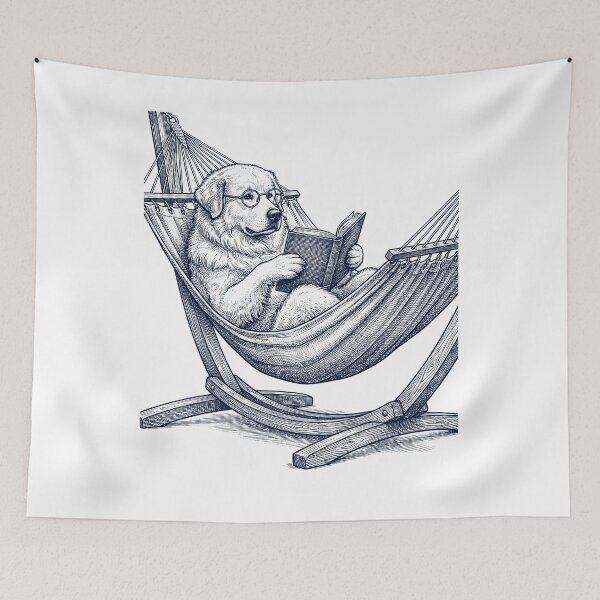 Item preview, Vintage Great Pyrenees Reading Book Summer Hammock Dog Lover designed and sold by DoodleTortle.