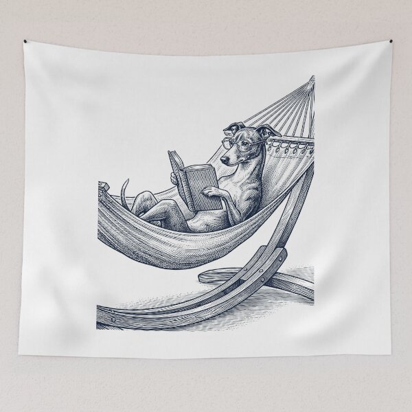 Item preview, Vintage Italian Greyhound Reading Book Summer Hammock Dog Lover designed and sold by DoodleTortle.