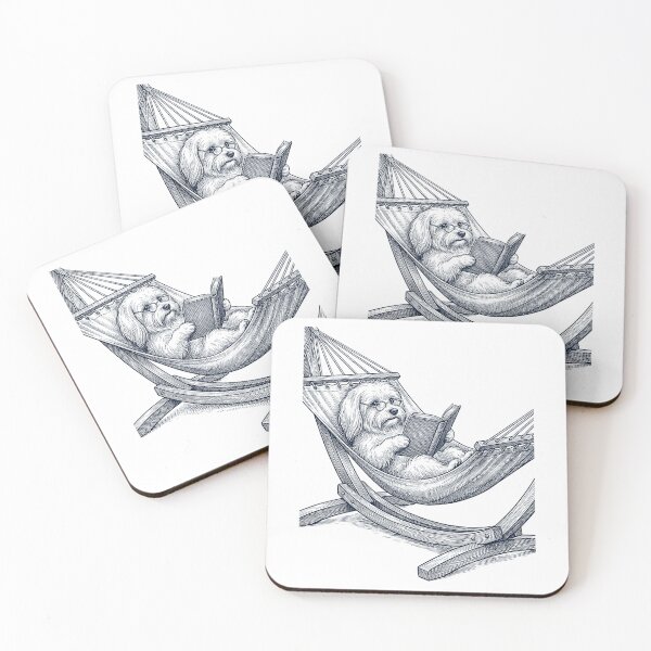 Item preview, Vintage Maltese Reading Book Summer Hammock Dog Lover designed and sold by DoodleTortle.